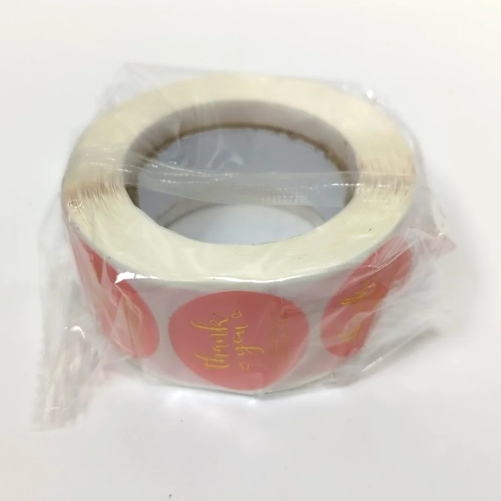 🌻NEW Thank You One-Inch Peachy-Pink and Gold Stickers 500 Count Roll